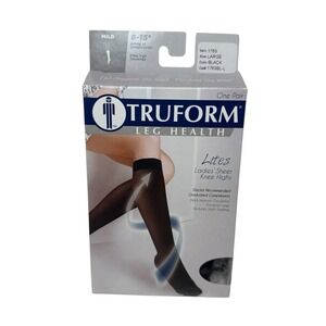 TRUFORM‎ Leg Health Lites 1763BL-L Large Black Ladies Knee Highs 8-15 mmHg